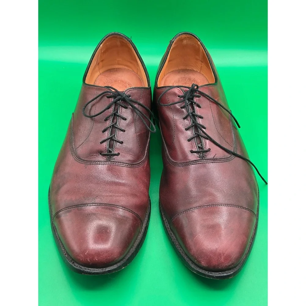 Allen Edmonds Mens Park Avenue Burgundy Leather Cap Toe Oxford Shoes 14 EEE 5875